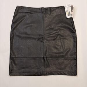 Karen Kane Skirt Womens M Black Faux Leather Pencil Lined Stretch USA Pull On